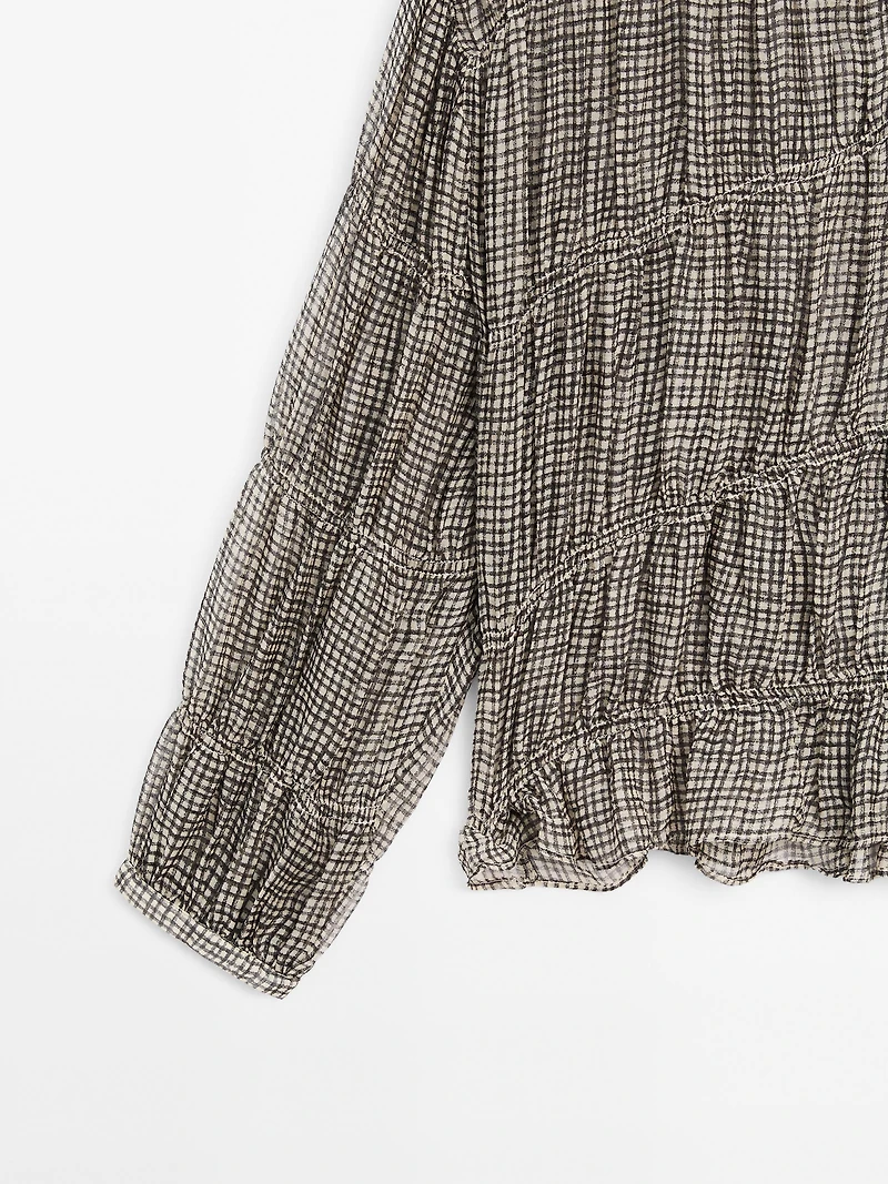 Gathered gingham shirt