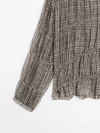 Gathered gingham shirt