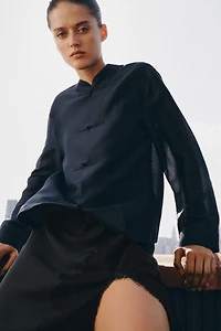 SATIN EFFECT FROG CLASP SHIRT ZW COLLECTION