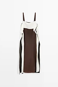 Flowing color-block midi dress