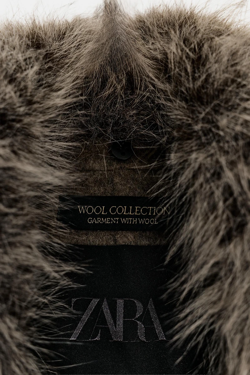 WOOL BLEND BLAZER WITH FAUX FUR COLLAR ZW COLLECTION