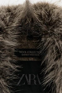 WOOL BLEND BLAZER WITH FAUX FUR COLLAR ZW COLLECTION