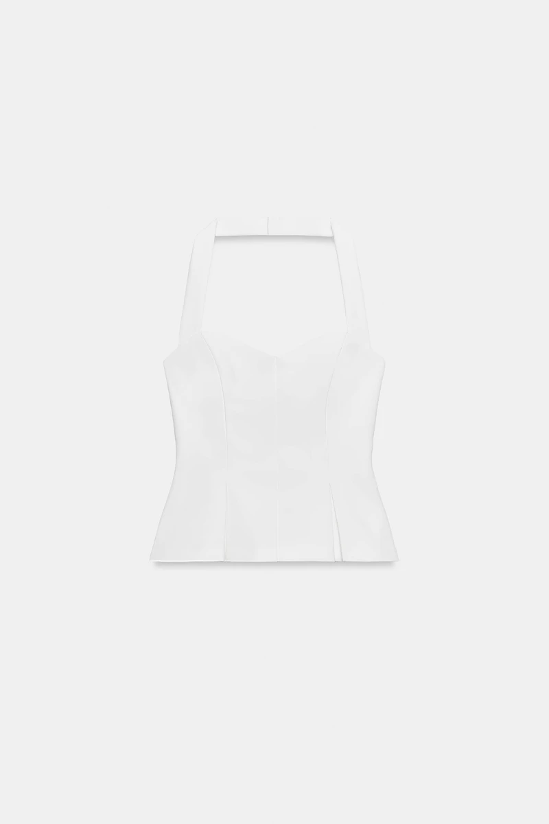 PLEATED HALTER TOP