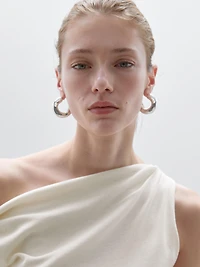 Draped cotton top with knot detail