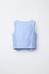 SMOCKED LINEN VEST