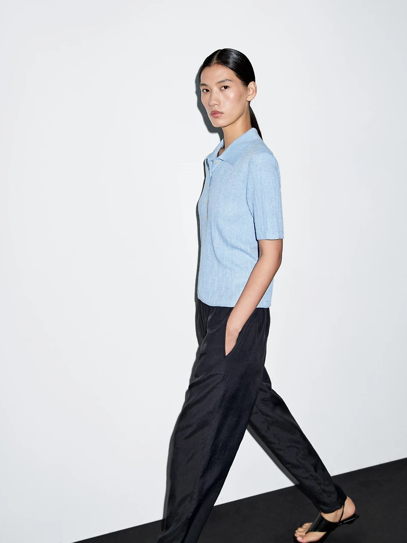 Polo en maille texturée