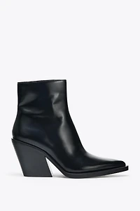 COWBOY HEELED ANKLE BOOTS