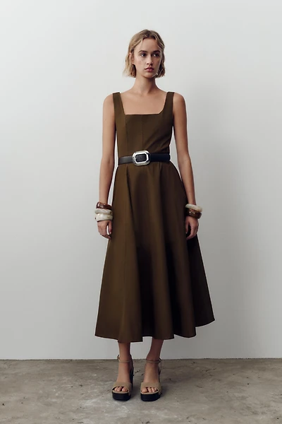 BELTED MIDI DRESS