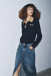 ZW COLLECTION DENIM SKIRT WITH SLIT