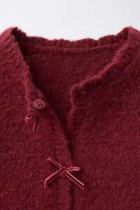 VELVET BOW CARDIGAN