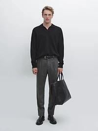 Pantalon à pinces en flanelle de laine mélangée