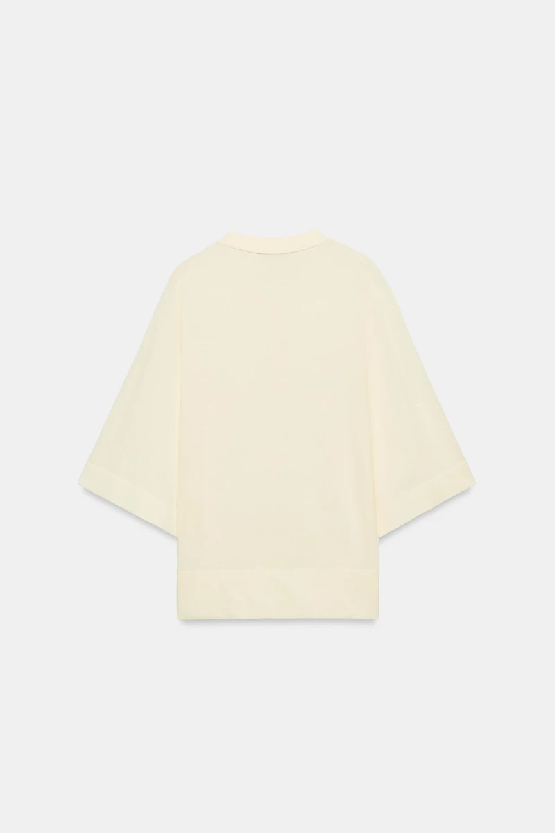 ELBOW-LENGTH SLEEVE KNIT POLO