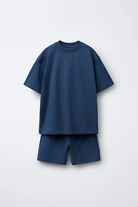 ENSEMBLE T-SHIRT ET BERMUDA MOLLETON BASIQUE