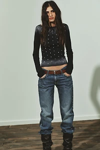 WASHED EFFECT STUDDED T-SHIRT