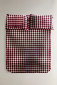 CHRISTMAS TARTAN CHECK COTTON FLANNEL DUVET COVER