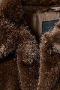 FAUX FUR SHORT COAT WITH TOGGLE FASTENERS
