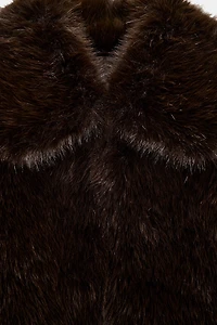 SHORT FAUX FUR LAPEL COLLAR COAT