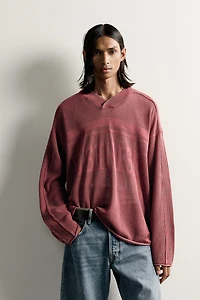 WASHED JACQUARD OPEN-KNIT JUMPER