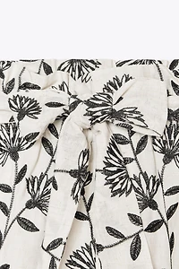 EMBROIDERED PAPER BAG BERMUDA SHORTS