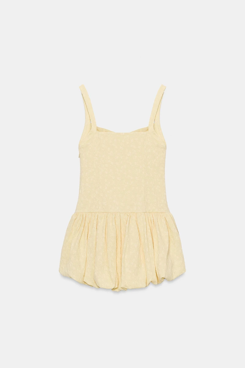 TEXTURED BALLOON MINI DRESS