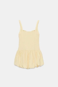 TEXTURED BALLOON MINI DRESS