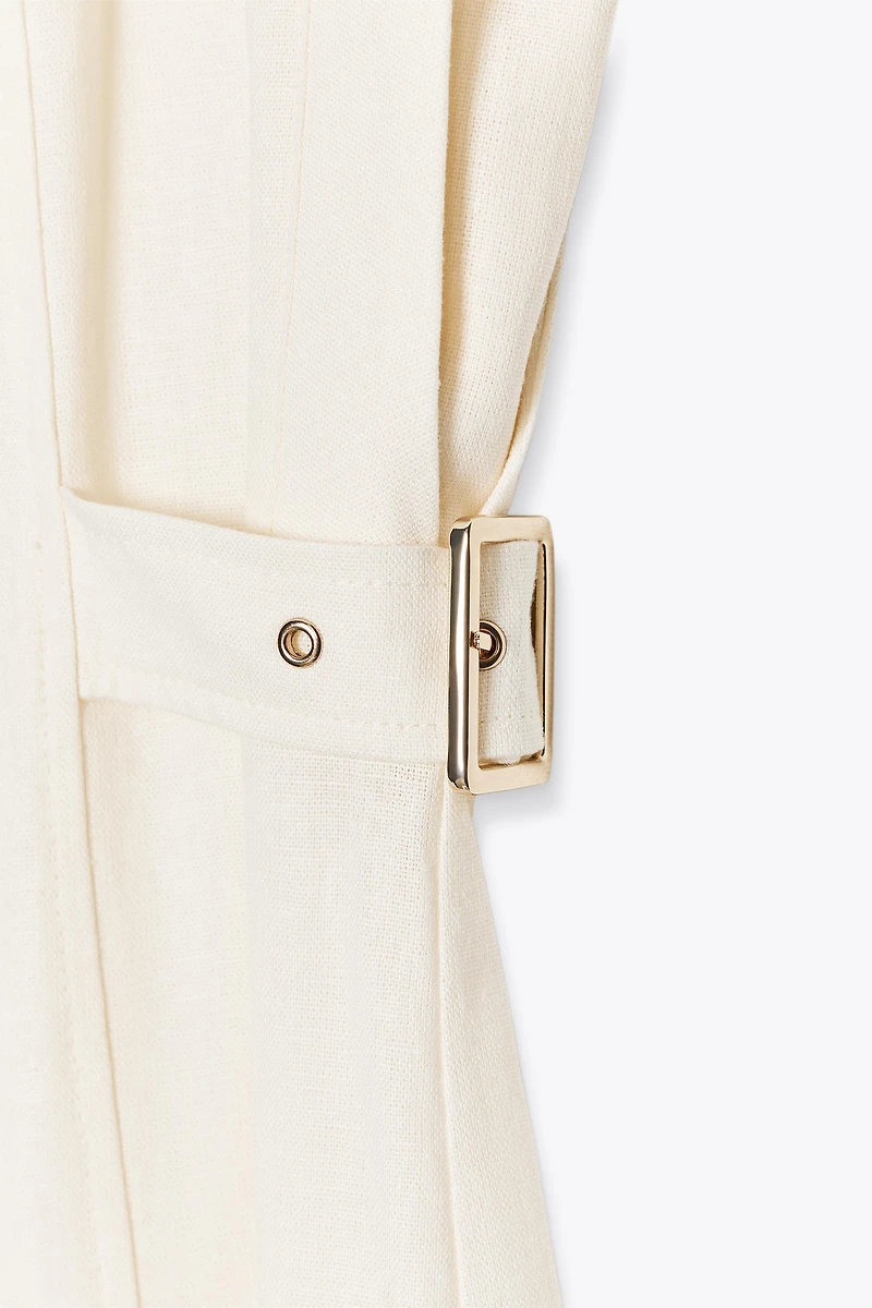 LINEN MIDI DRESS WITH BELT LOOPS