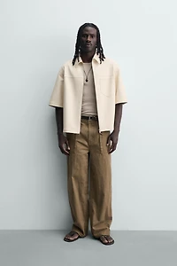FAUX LEATHER RELAXED FIT OVERSHIRT