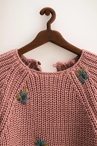 ZARA TIMELESS - PULL EN MAILLE FLEURS BRODÉES