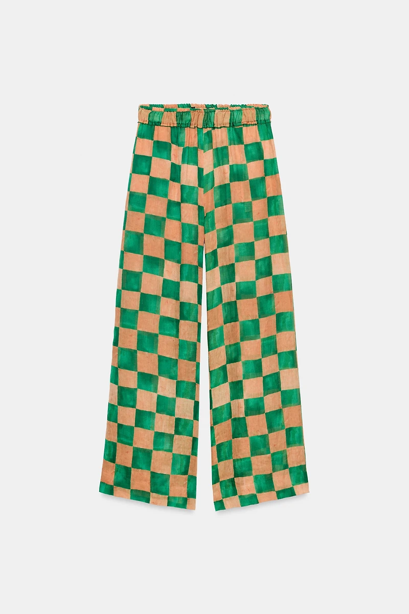 RAMIE PLAID PALAZZO PANTS ZW COLLECTION
