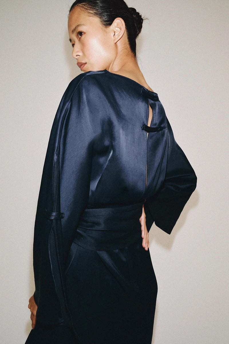 ROBE MIDI CEINTURE AVEC LIN ZW COLLECTION