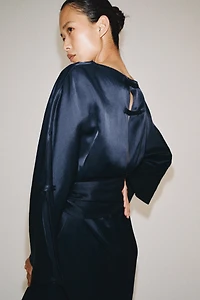 ROBE MIDI CEINTURE AVEC LIN ZW COLLECTION