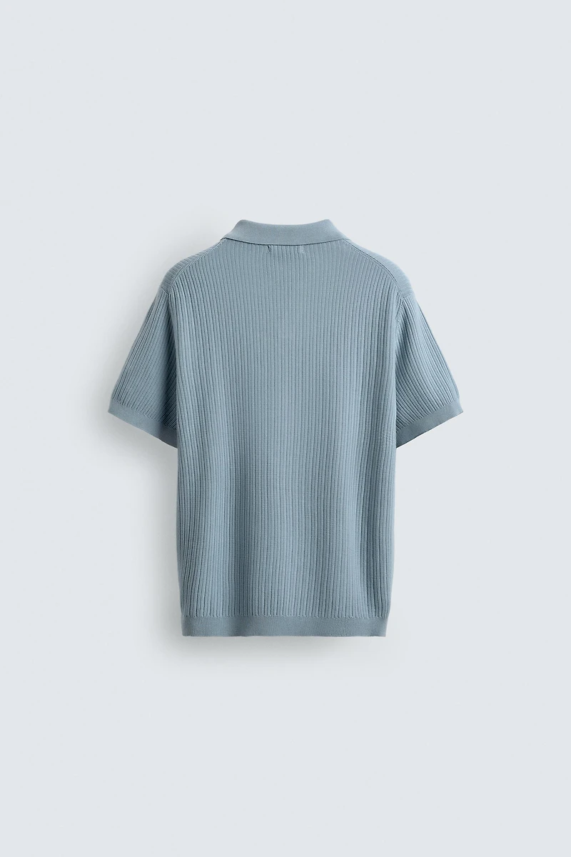 RIBBED KNIT POLO SHIRT