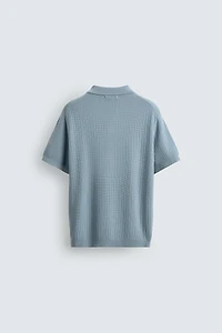 RIBBED KNIT POLO SHIRT