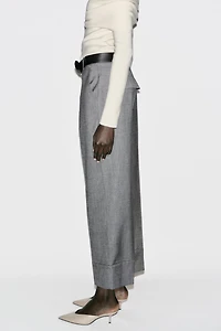 BELTED CUFFED HEM PANTS