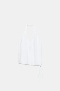 TOP À ENCOLURE AMÉRICAINE ET NŒUD