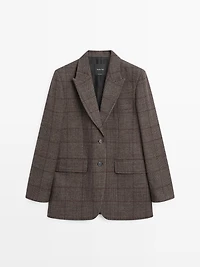Check wool blend blazer
