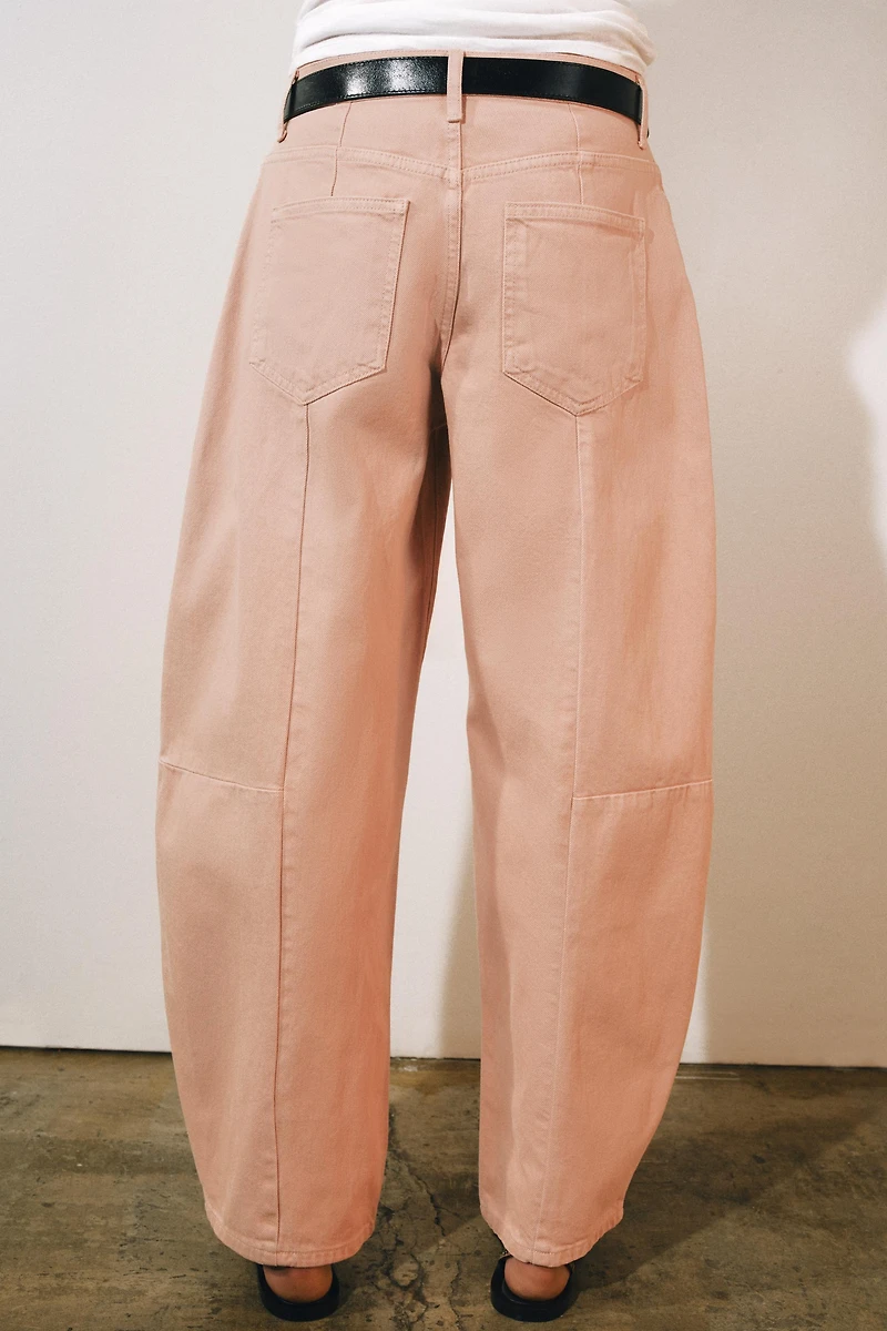 ZW COLLECTION MID-RISE BARREL PATCHWORK JEANS