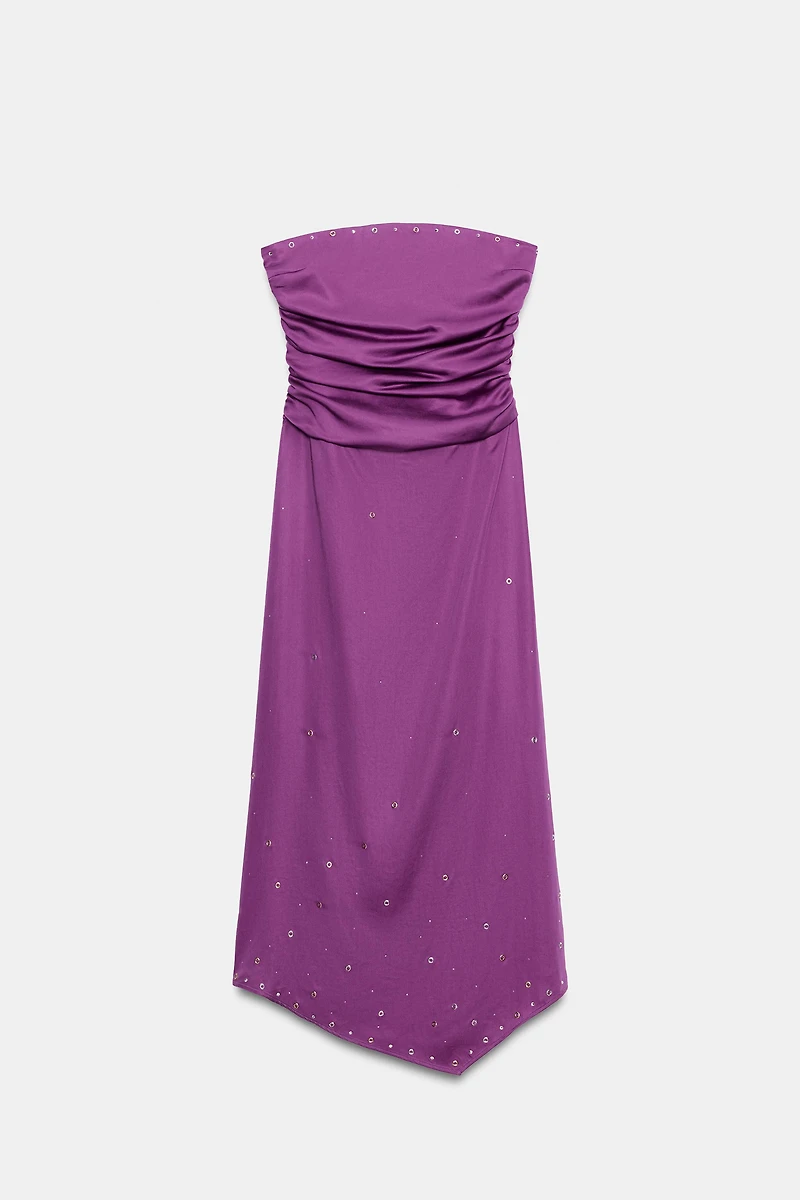 ROBE MI-LONGUE À ŒILLETS ET FANTAISIE BRILLANTE