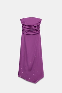 ROBE MI-LONGUE À ŒILLETS ET FANTAISIE BRILLANTE