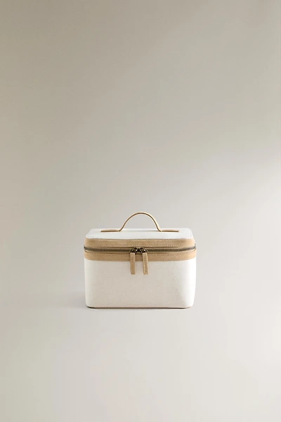 RIGID CANVAS LEATHER MAKEUP BAG