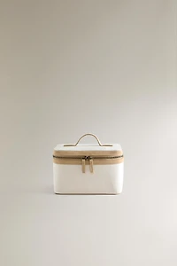 RIGID CANVAS LEATHER MAKEUP BAG