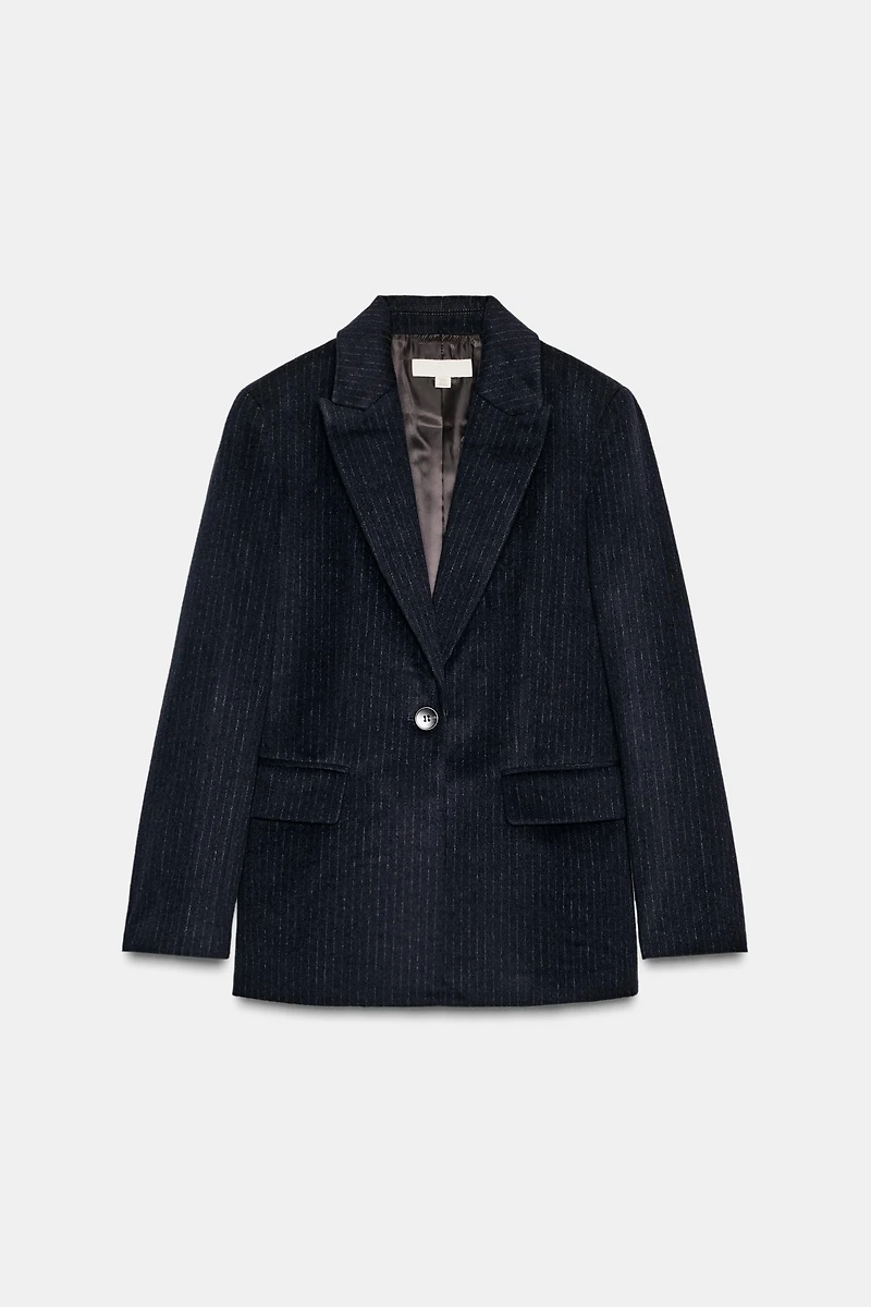 WOOL BLEND PINSTRIPE BLAZER