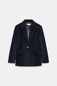 WOOL BLEND PINSTRIPE BLAZER