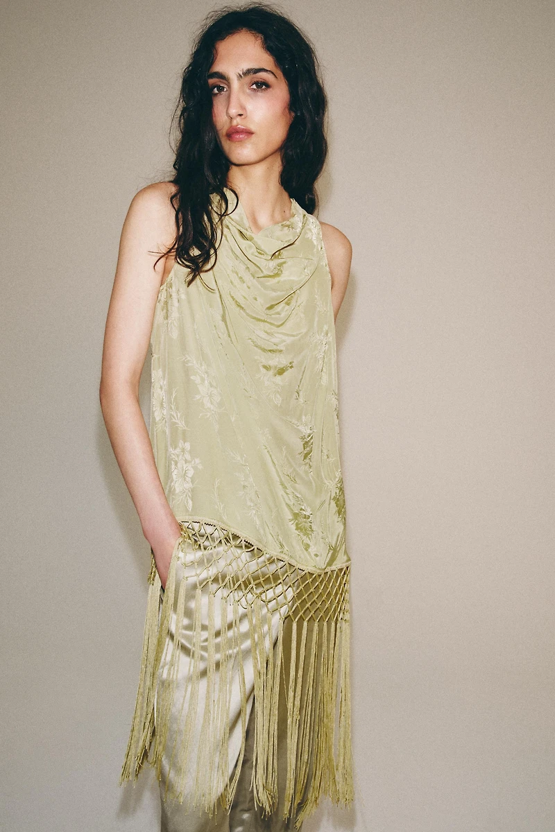 ZW COLLECTION FRINGED JACQUARD TOP