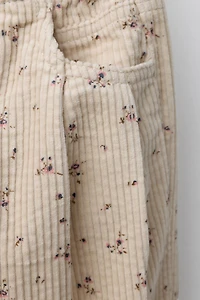PANTALON EN VELOURS CÔTELÉ À FLEURS