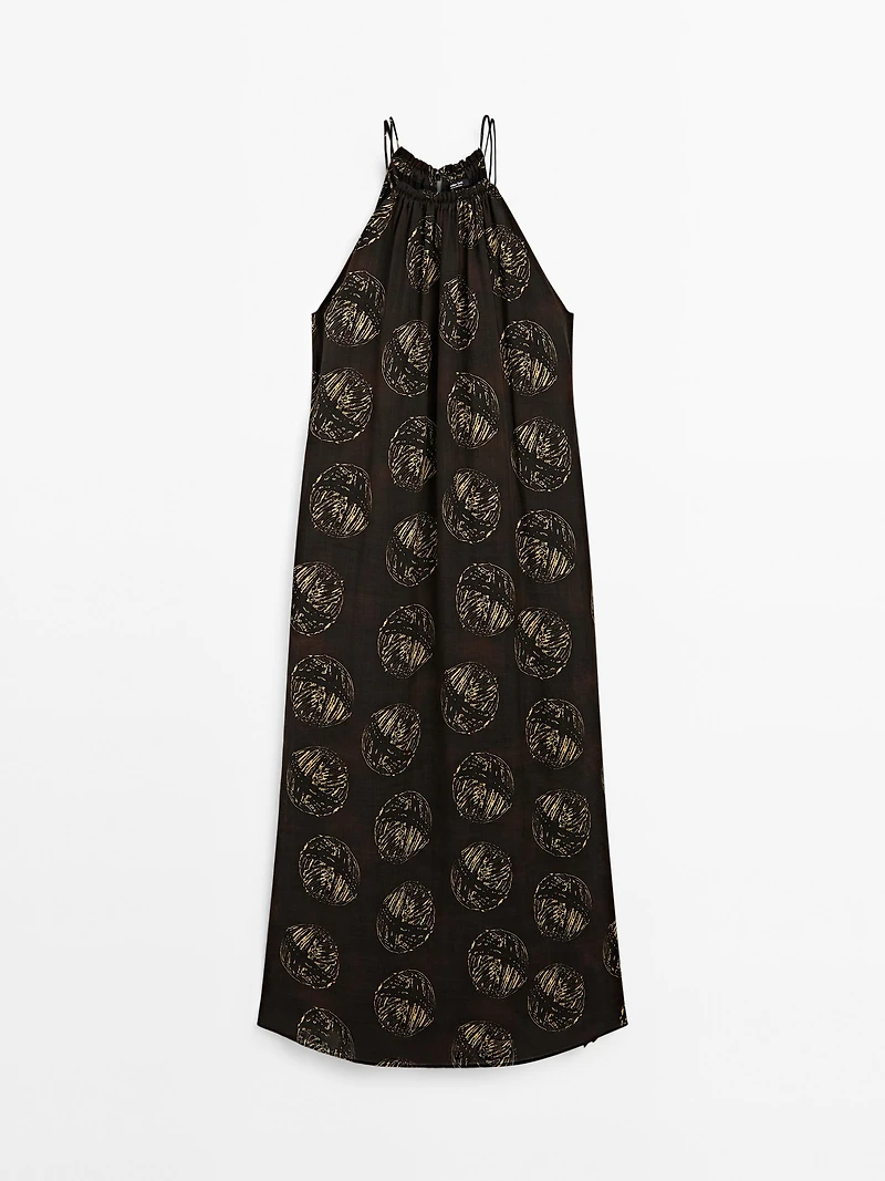 Robe longue imprimée ramie