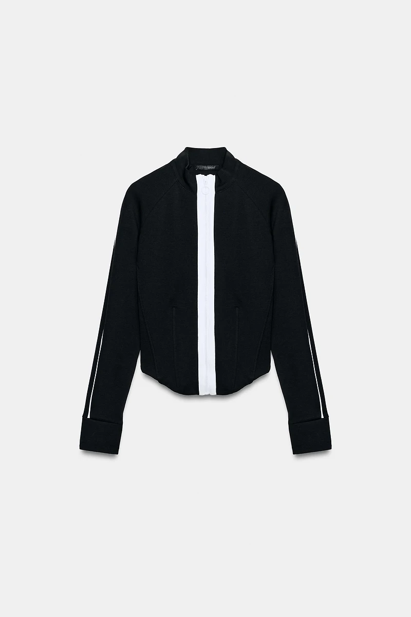CONTRAST PIPING CORSET HEM JACKET