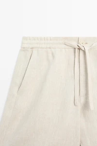 Bermuda en lin à taille élastique