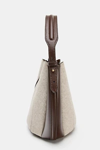 TOPSTITCHED FABRIC BUCKET BAG