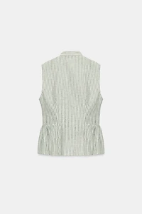 STRIPED METALLIC THREAD TIE TOP